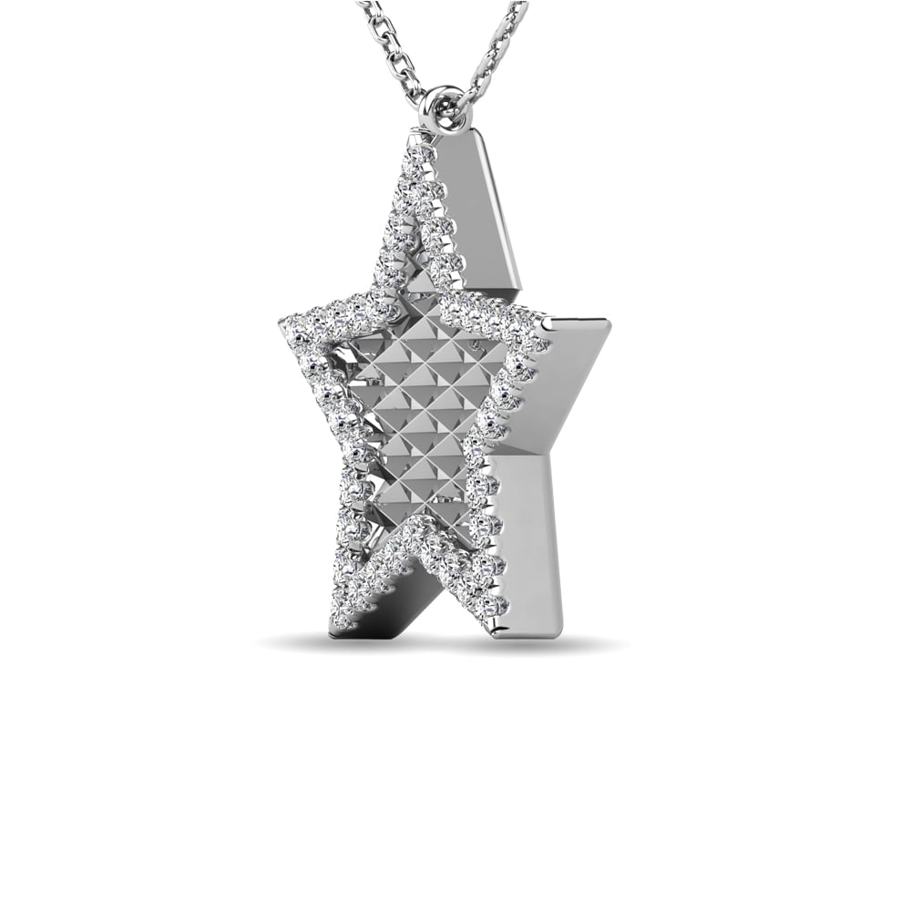 Diamond 1/10 Ct.tw Texture Pendant in 10K White Gold