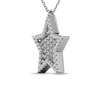 Diamond 1/10 Ct.tw Texture Pendant in 10K White Gold