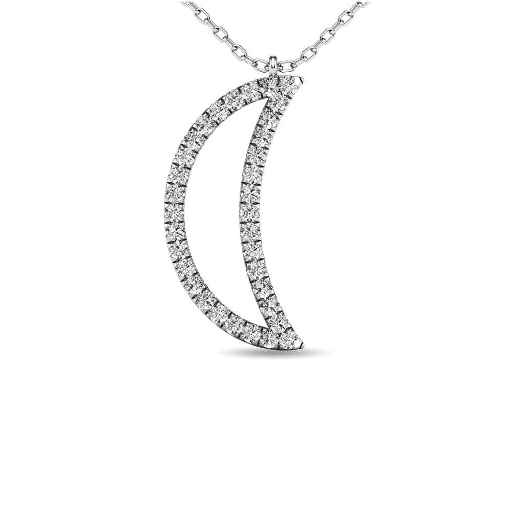 Diamond 1/10 Ct.tw Moon Pendant in 10K White Gold