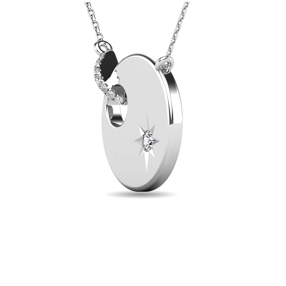 Diamond 1/20 Ct.tw Disc Necklace in 10K White Gold