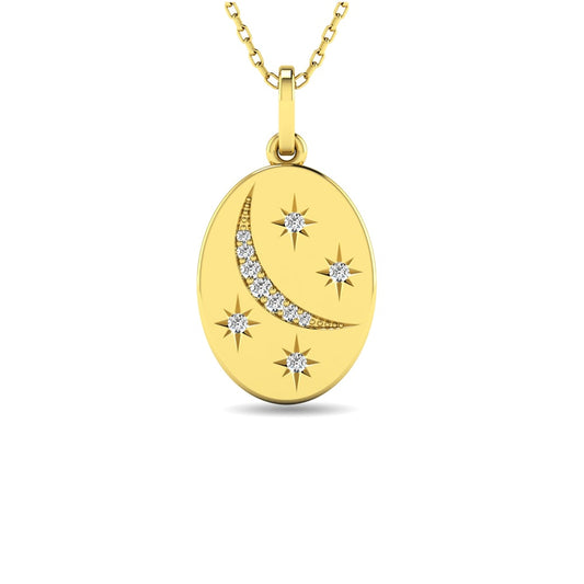 Diamond 1/20 Ct.tw Oval Disc Necklace in 10K Yellow Gold