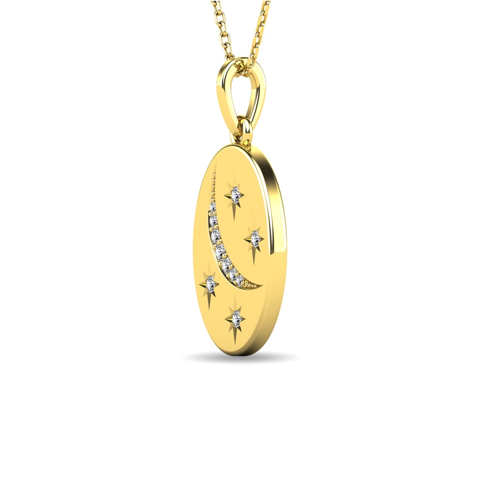 Diamond 1/20 Ct.tw Oval Disc Necklace in 10K Yellow Gold