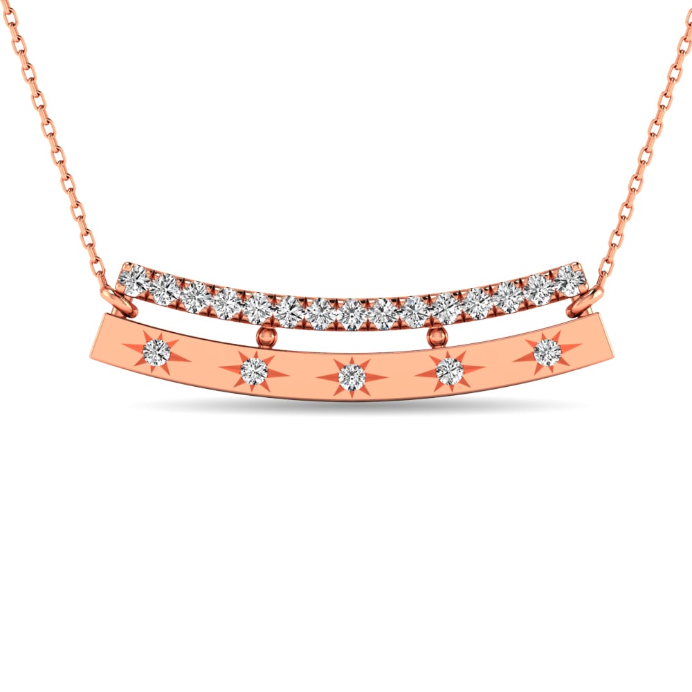 Diamond 1/5 Ct.tw Bar Necklace in 14K Rose Gold