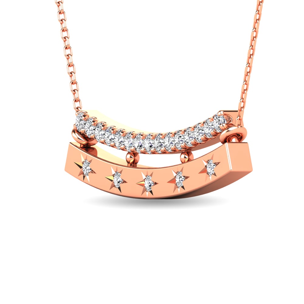 Diamond 1/5 Ct.tw Bar Necklace in 14K Rose Gold