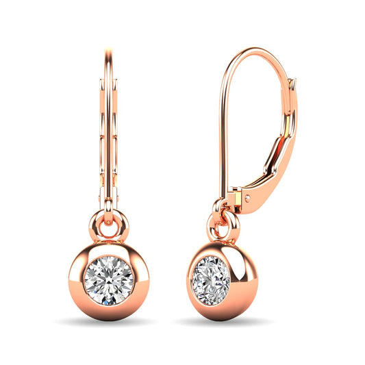 Diamond 1/10 Ct.tw Bezel Set Earrings in 10K Rose Gold