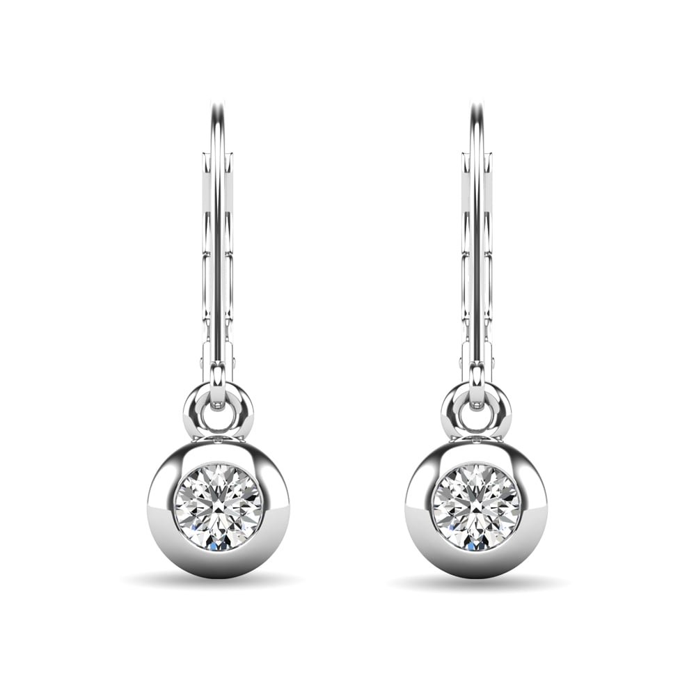 Diamond 1/10 Ct.tw Bezel Set Earrings in 10K White Gold