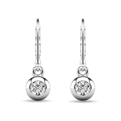 Diamond 1/10 Ct.tw Bezel Set Earrings in 10K White Gold