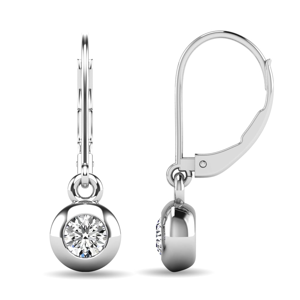 Diamond 1/10 Ct.tw Bezel Set Earrings in 10K White Gold