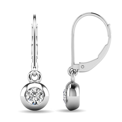 Diamond 1/10 Ct.tw Bezel Set Earrings in 10K White Gold