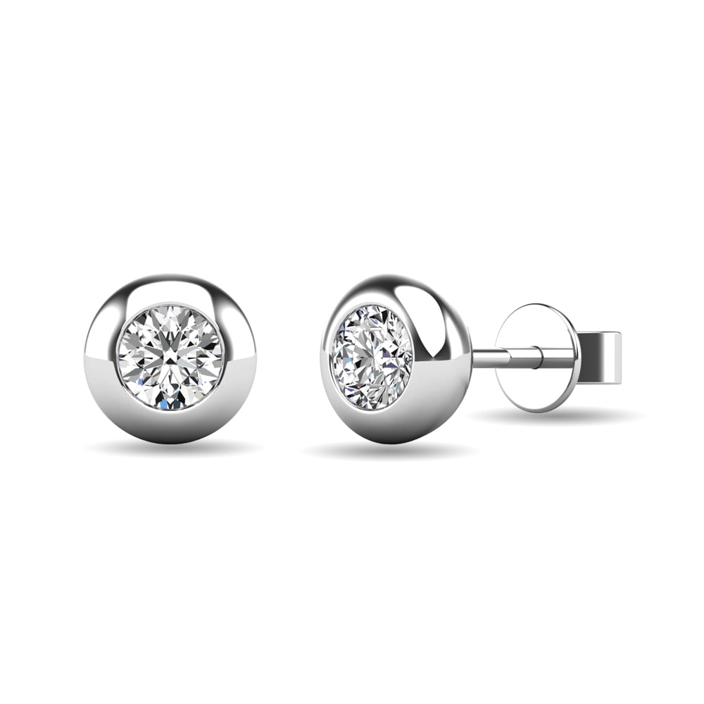 Diamond 1/10 Ct.tw Bezel Set Earrings in 10K White Gold