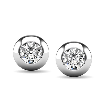 Diamond 1/10 Ct.tw Bezel Set Earrings in 10K White Gold