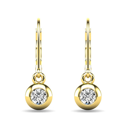 Diamond 1/10 Ct.tw Bezel Set Earrings in 10K Yellow Gold