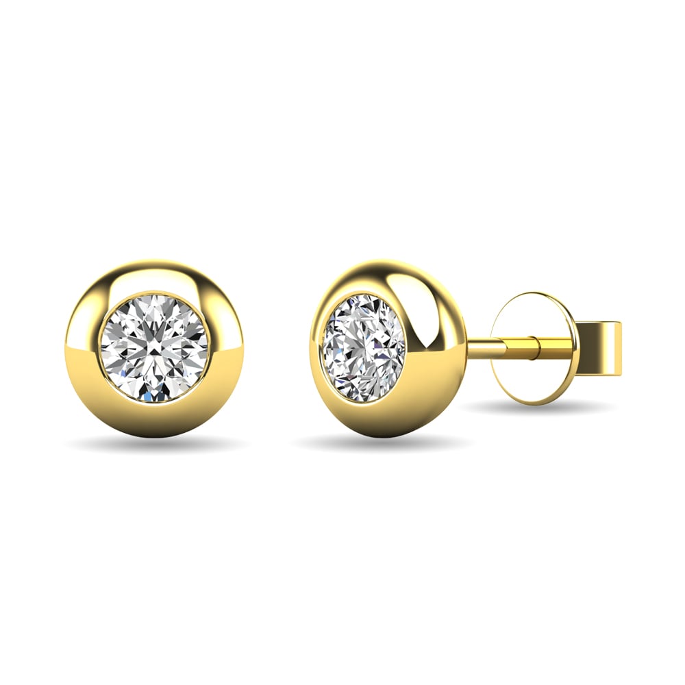Diamond 1/10 Ct.tw Bezel Set Earrings in 10K Yellow Gold