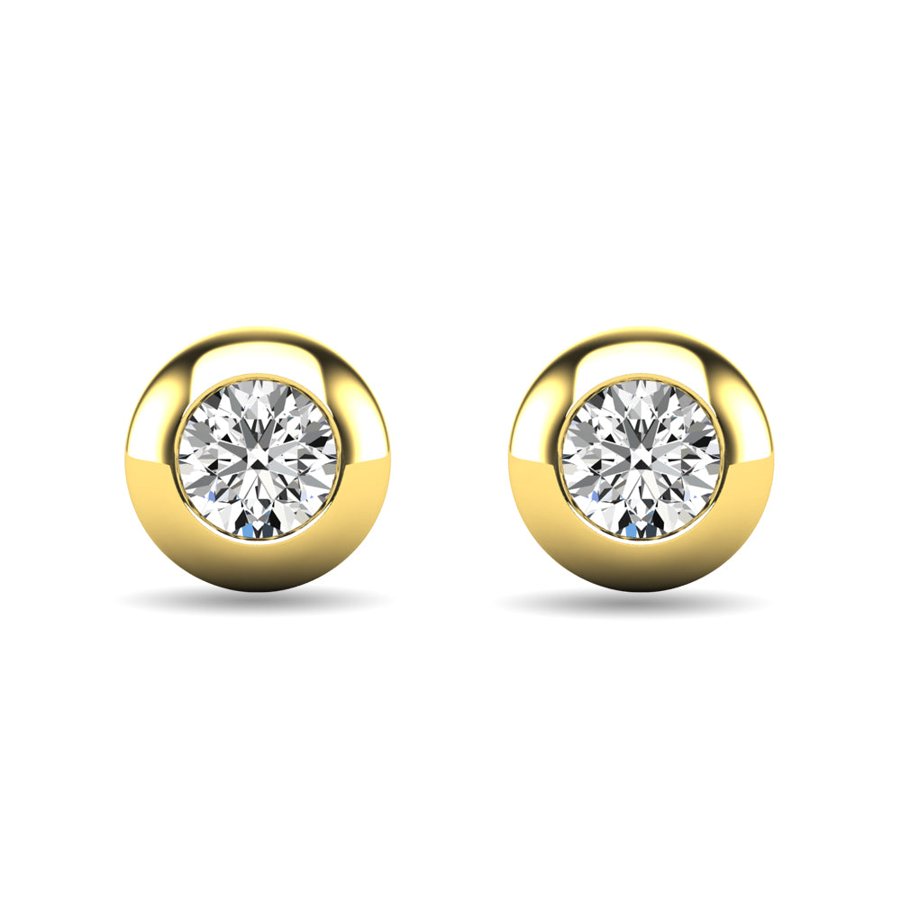 Diamond 1/10 Ct.tw Bezel Set Earrings in 10K Yellow Gold