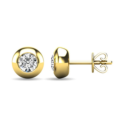 Diamond 1/10 Ct.tw Bezel Set Earrings in 10K Yellow Gold