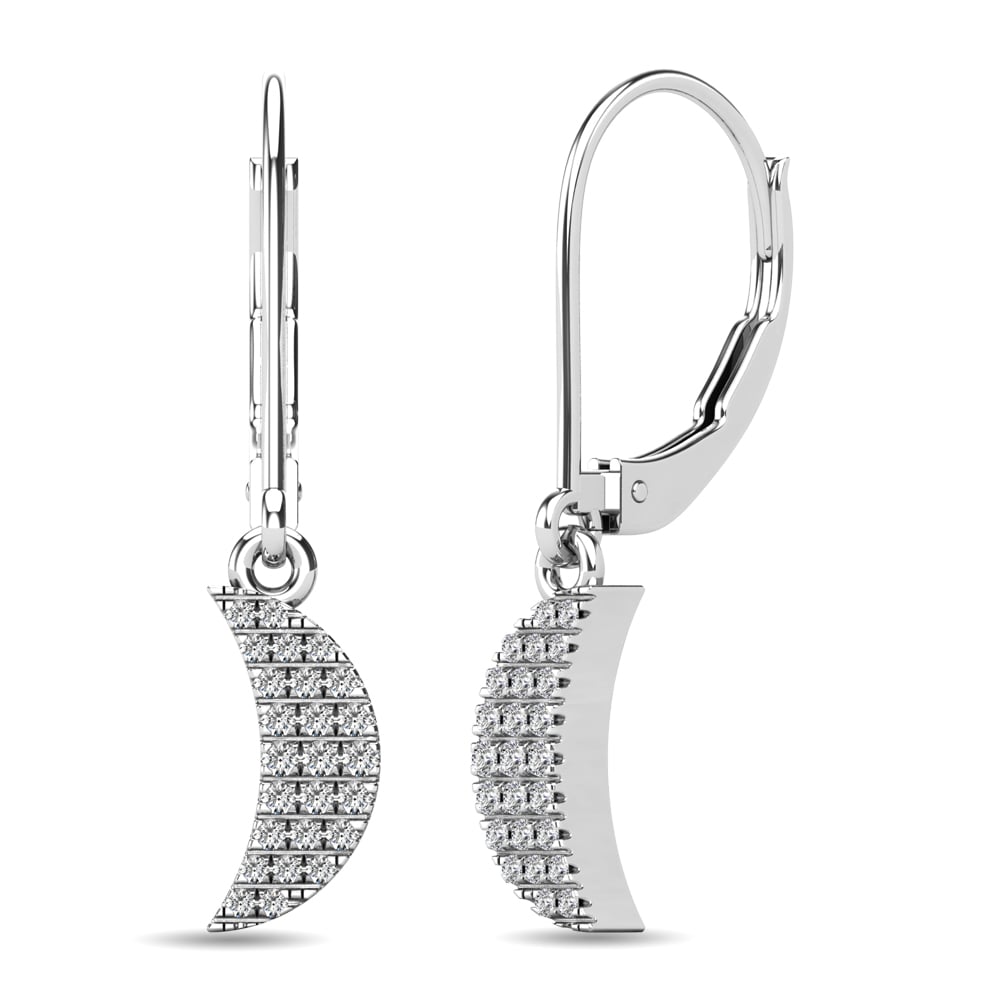 Diamond 1/10 Ct.tw Moon Dangle Earrings in 10K White Gold