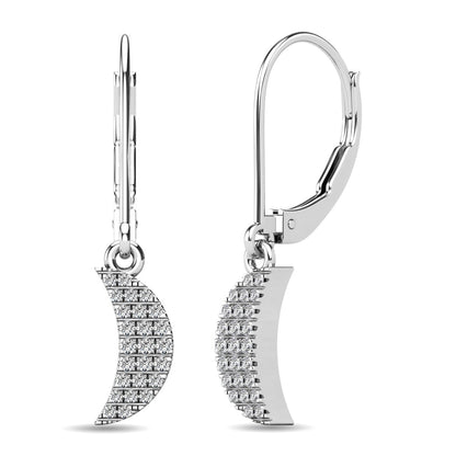 Diamond 1/10 Ct.tw Moon Dangle Earrings in 10K White Gold