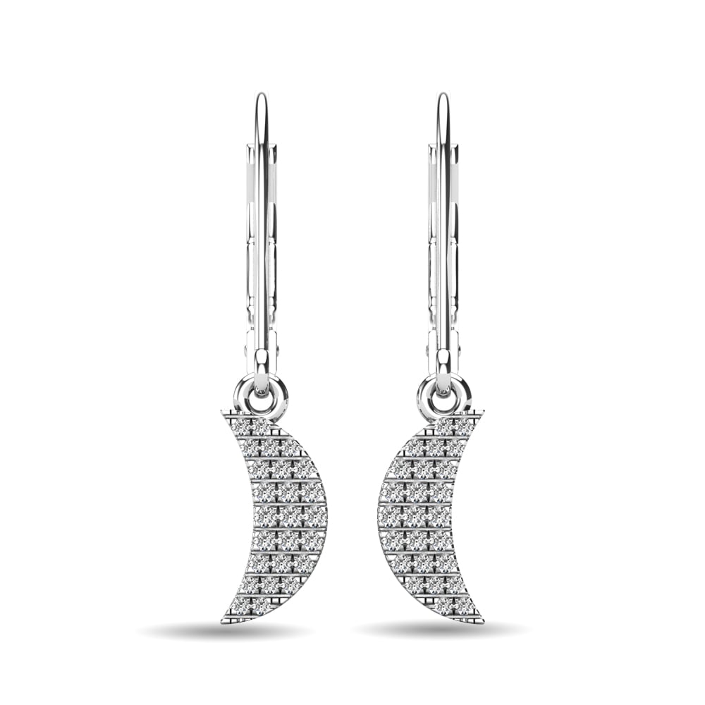 Diamond 1/10 Ct.tw Moon Dangle Earrings in 10K White Gold