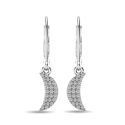 Diamond 1/10 Ct.tw Moon Dangle Earrings in 10K White Gold