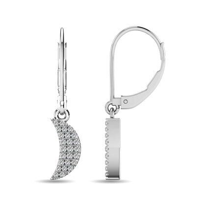 Diamond 1/10 Ct.tw Moon Dangle Earrings in 10K White Gold
