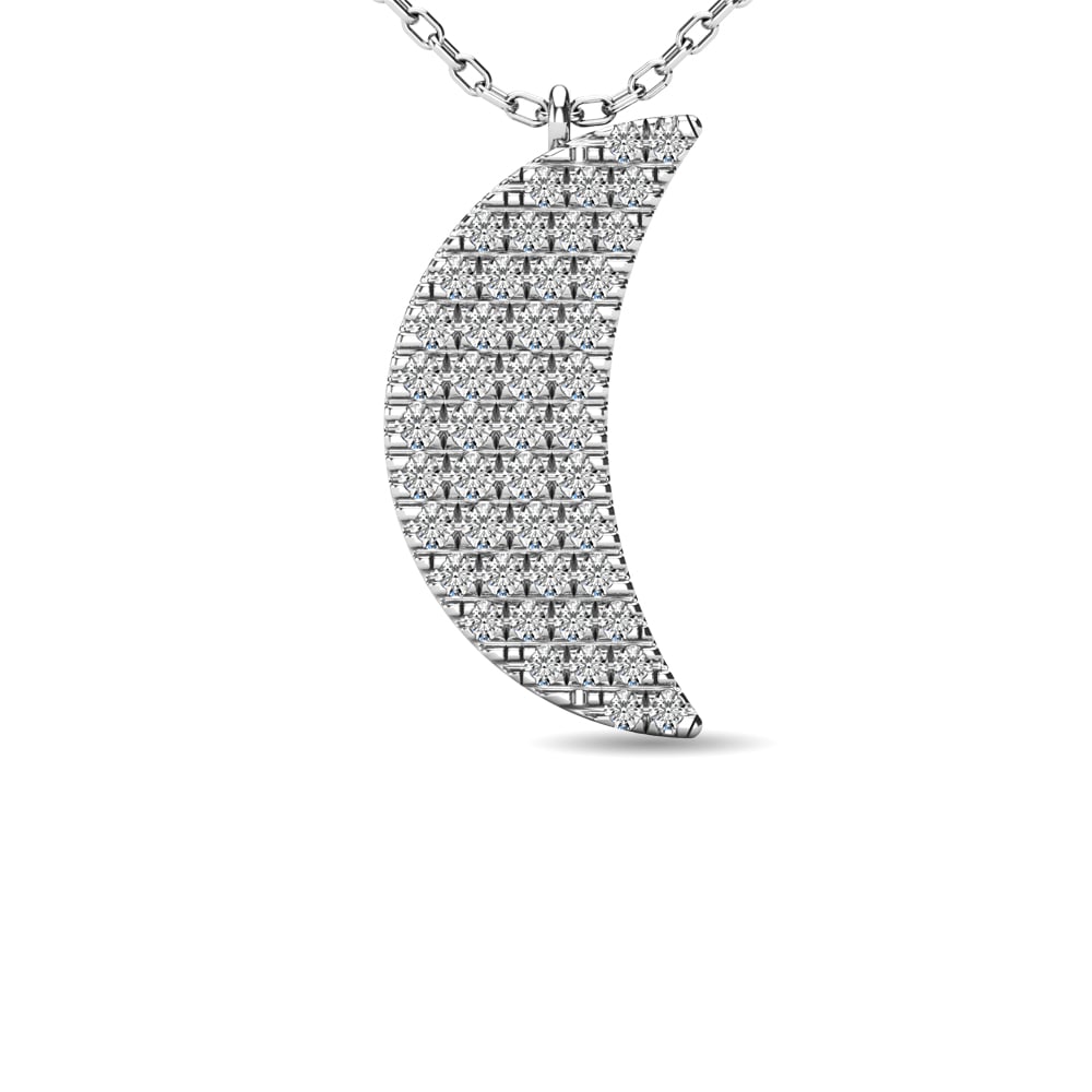 Diamond 1/10 Ct.tw Moon Pendant in 10K White Gold