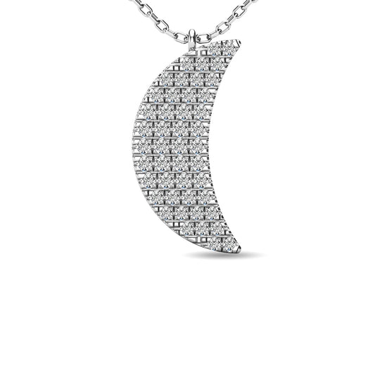 Diamond 1/10 Ct.tw Moon Pendant in 10K White Gold