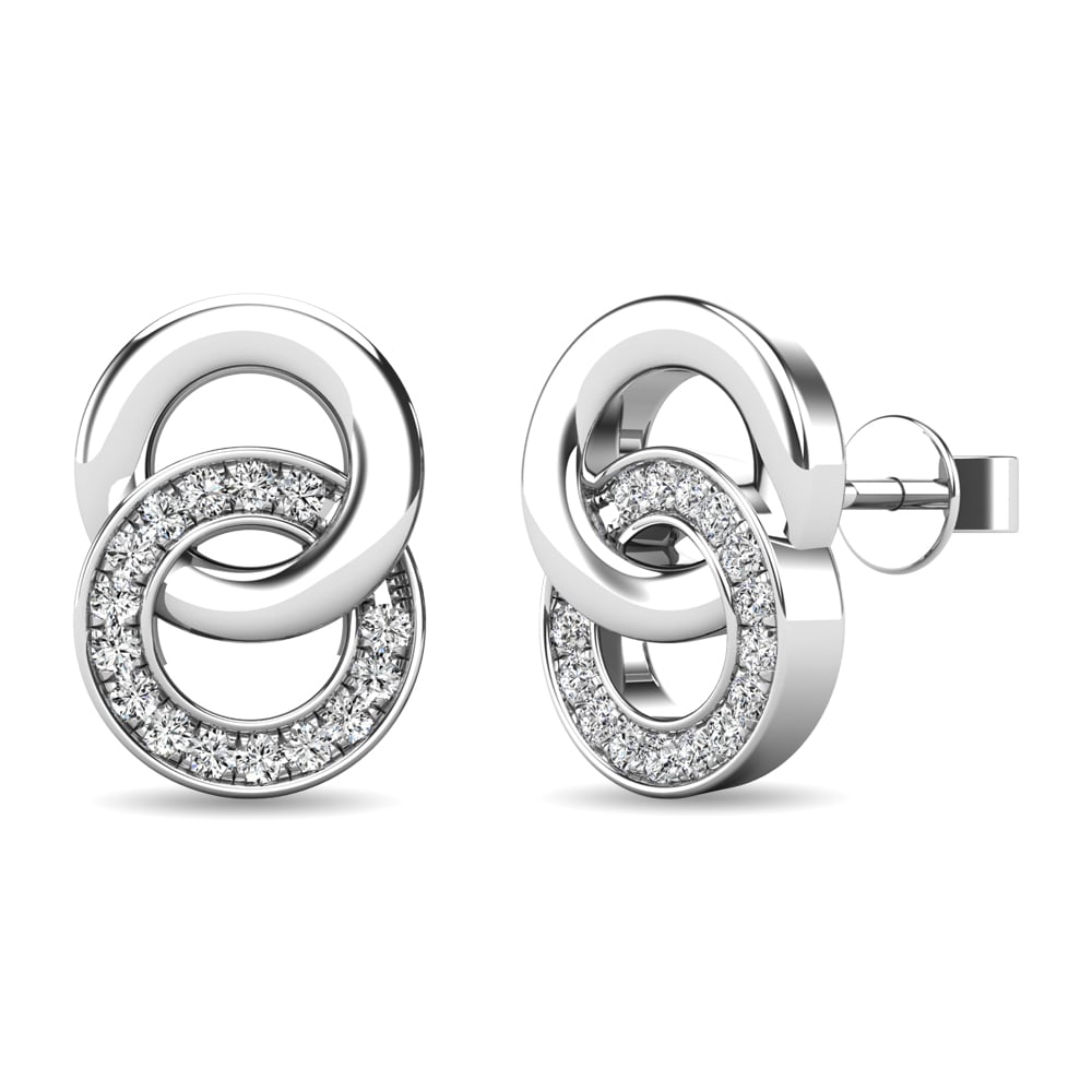 Diamond 1/10 Ct.tw Circle Earrings in 10K White Gold