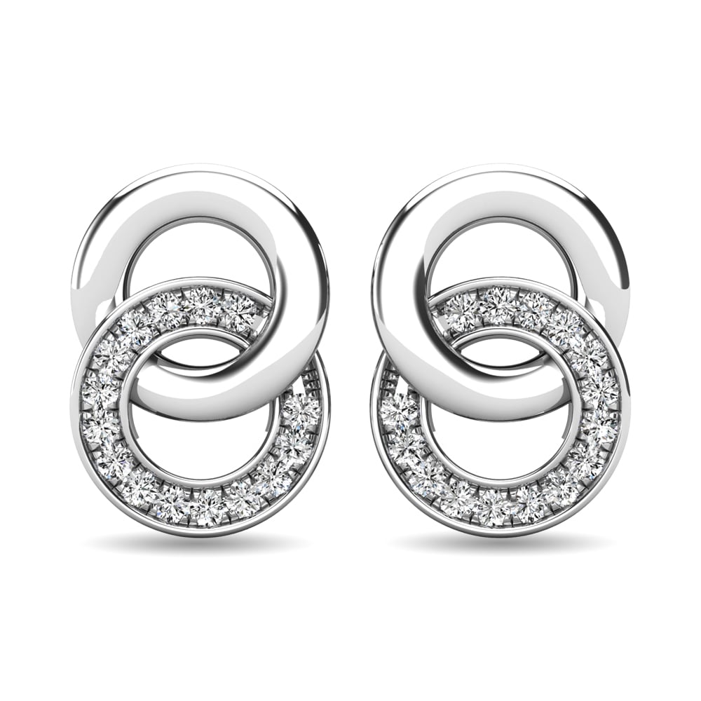 Diamond 1/10 Ct.tw Circle Earrings in 10K White Gold