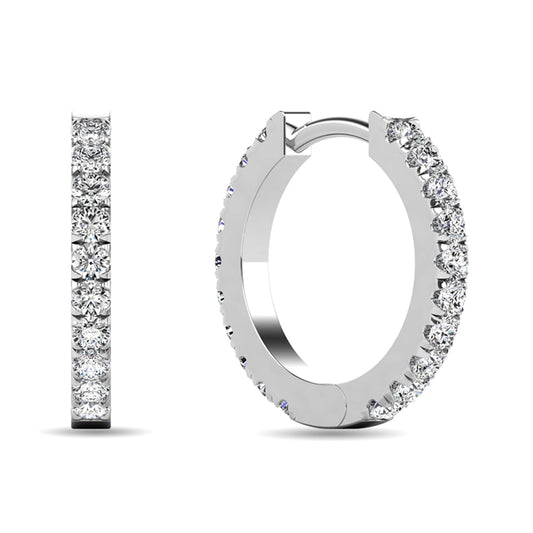 Diamond 5/8 Ct.tw Hoop Earrings in 10K White Gold