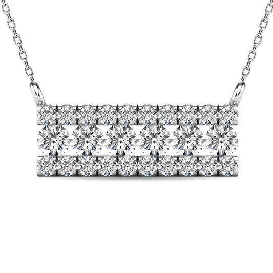 Diamond 1/4 Ct.tw Bar Necklace in 14K White Gold