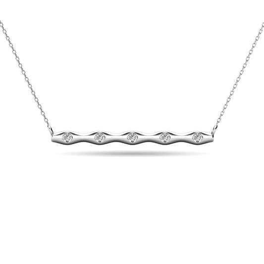 Diamond 1/20 Ct.tw Bar Necklace in 10K White Gold
