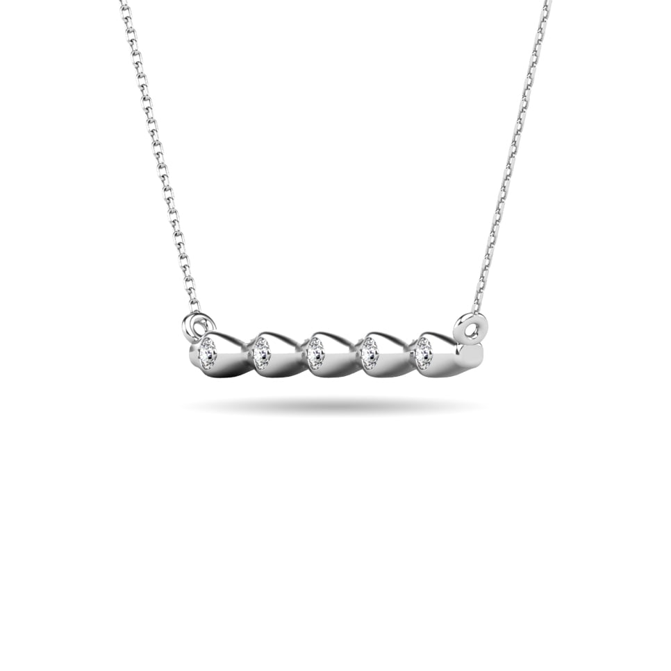 Diamond 1/20 Ct.tw Bar Necklace in 10K White Gold