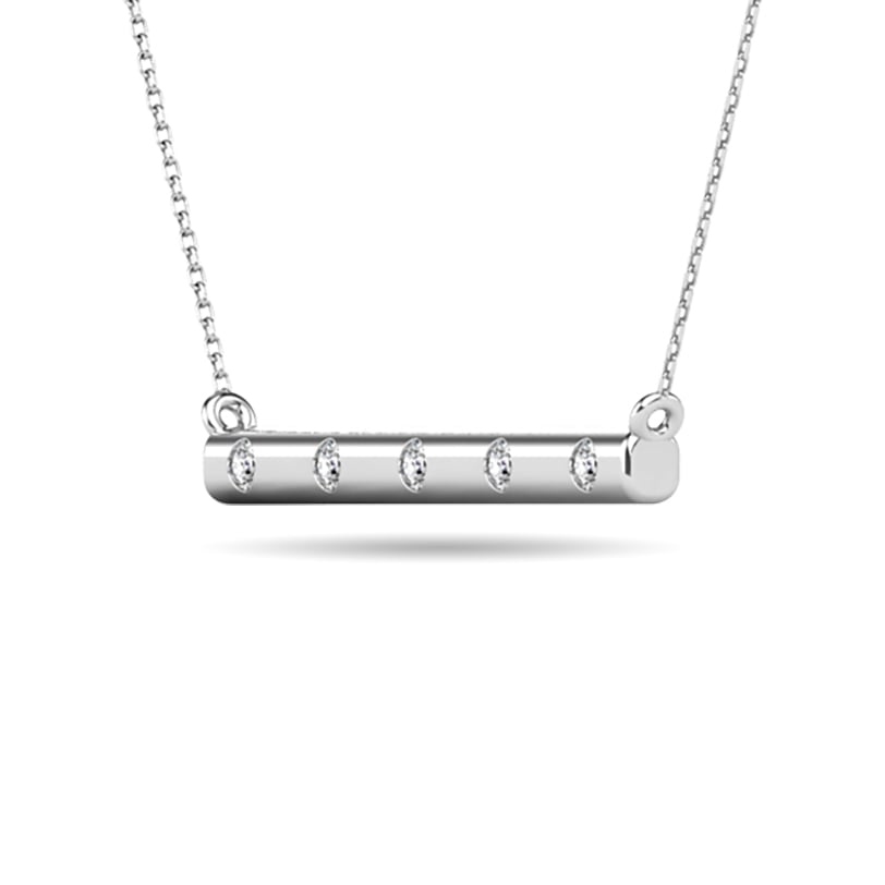 Diamond 1/20 Ct.tw Bar Necklace in 10K White Gold