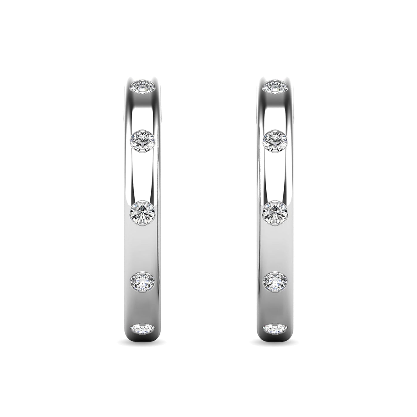 Diamond 1/10 Ct.tw Hoop Earrings in 10K White Gold