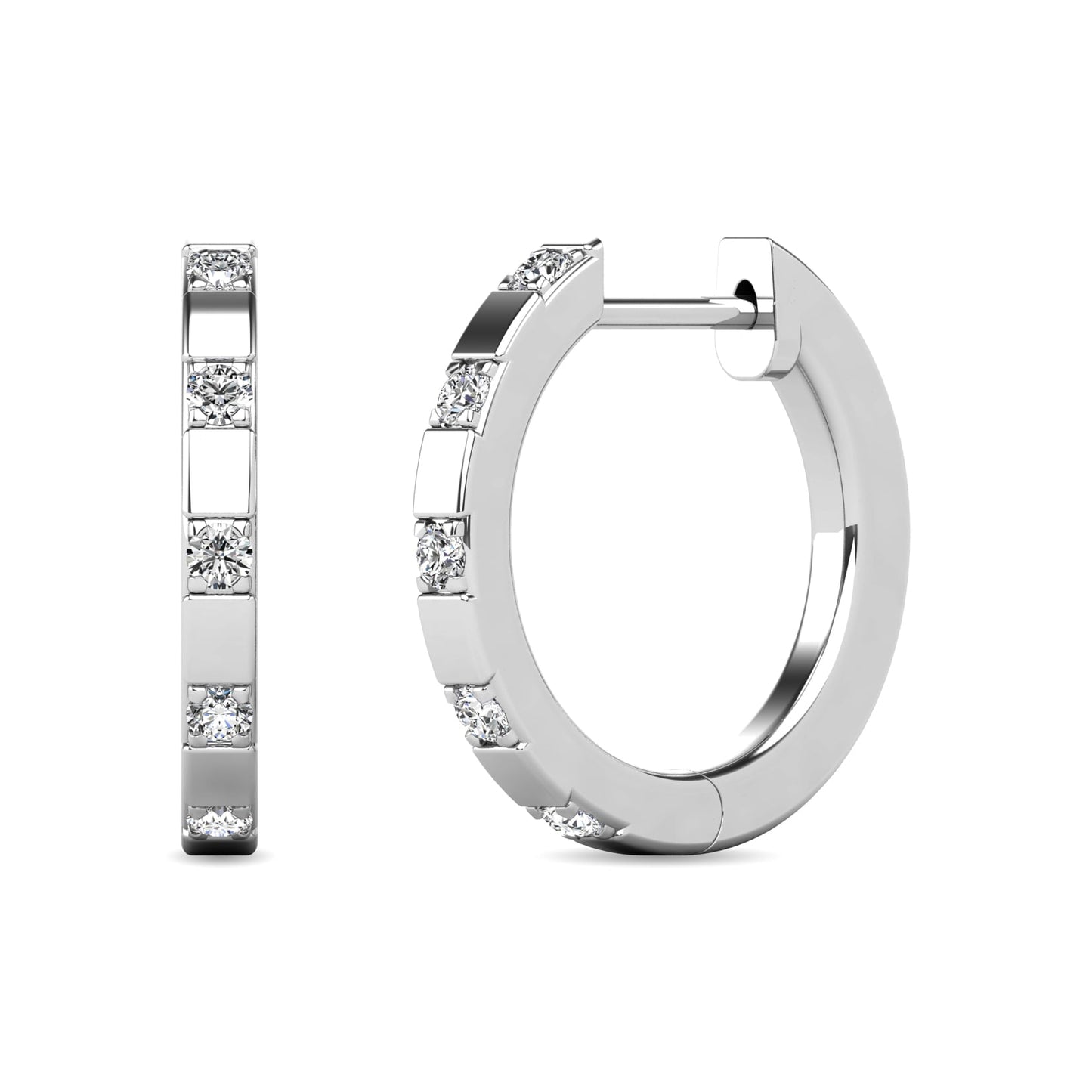Diamond 1/10 Ct.tw Hoop Earrings in 10K White Gold