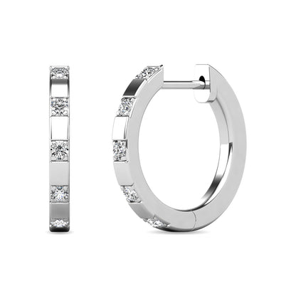 Diamond 1/10 Ct.tw Hoop Earrings in 10K White Gold