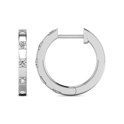 Diamond 1/10 Ct.tw Hoop Earrings in 10K White Gold