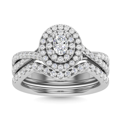 Diamond 1 Ct.Tw. Oval Cut Bridal Ring in 14K White Gold
