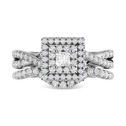 Diamond 1 Ct.Tw. Princess Cut Bridal Ring in 14K White Gold