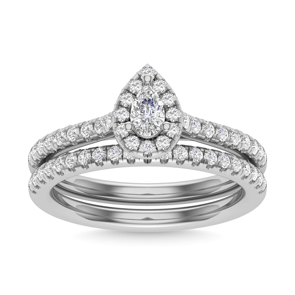 Diamond 3/4 Ct.Tw. Pear Cut Bridal Ring in 14K White Gold
