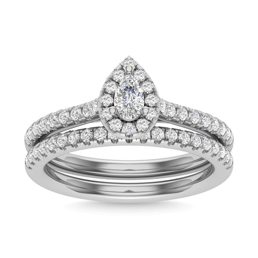 Diamond 3/4 Ct.Tw. Pear Cut Bridal Ring in 14K White Gold
