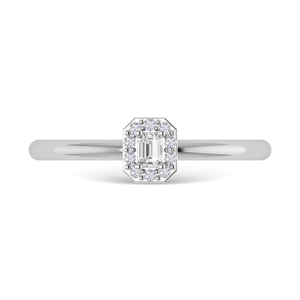Diamond 1/6 Ct.Tw. Emerald Cut Promise Ring in 14K White Gold