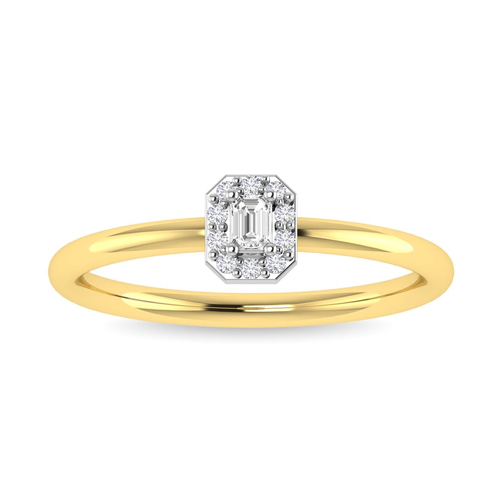 Diamond 1/6 Ct.Tw. Emerald Cut Promise Ring in 14K Two Tone Gold