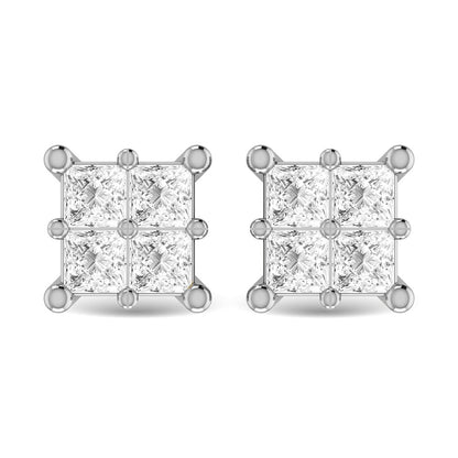 Diamond 1/6 Ct.Tw. Princess Cut Fashion Earrings in 14K White Gold