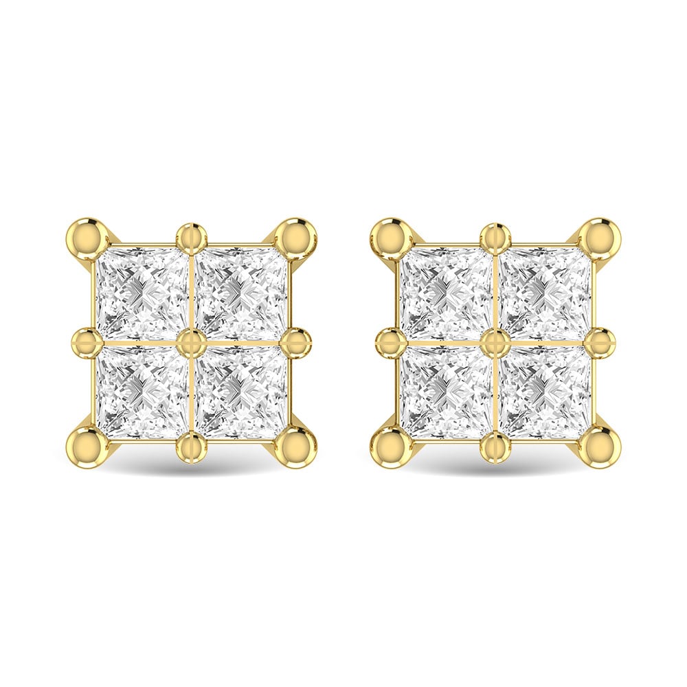 Diamond 1/4 Ct.Tw. Princess Cut Fashion Earrings in 14K Yellow Gold