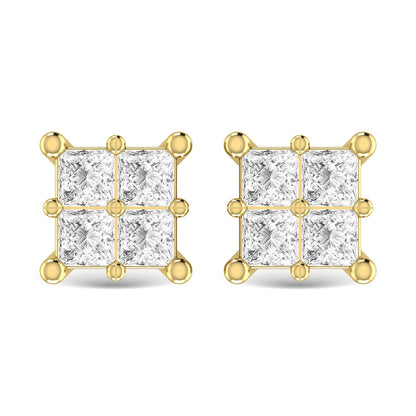 Diamond 1/6 Ct.Tw. Princess Cut Fashion Earrings in 14K Yellow Gold
