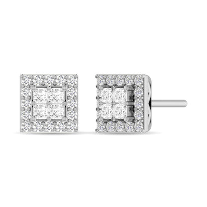 Diamond 1/2 Ct.Tw. Round and Princess Fashion Earrings in 14K White Gold