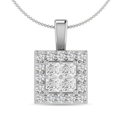 Diamond 1/4 Ct.Tw. Round and Princess Fashion Pendant in 14K White Gold