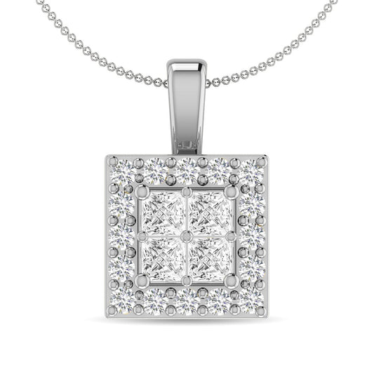 Diamond 1/4 Ct.Tw. Round and Princess Fashion Pendant in 14K White Gold