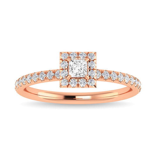 Diamond 3/4 Ct.Tw. Princess Cut Engagement Ring in 14K Rose Gold